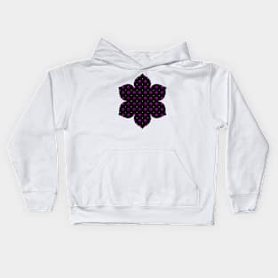 Rows of Stars and Flowers, Dark Purple Kids Hoodie